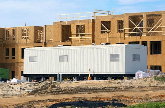 construction site with mobile office rentals in Akron